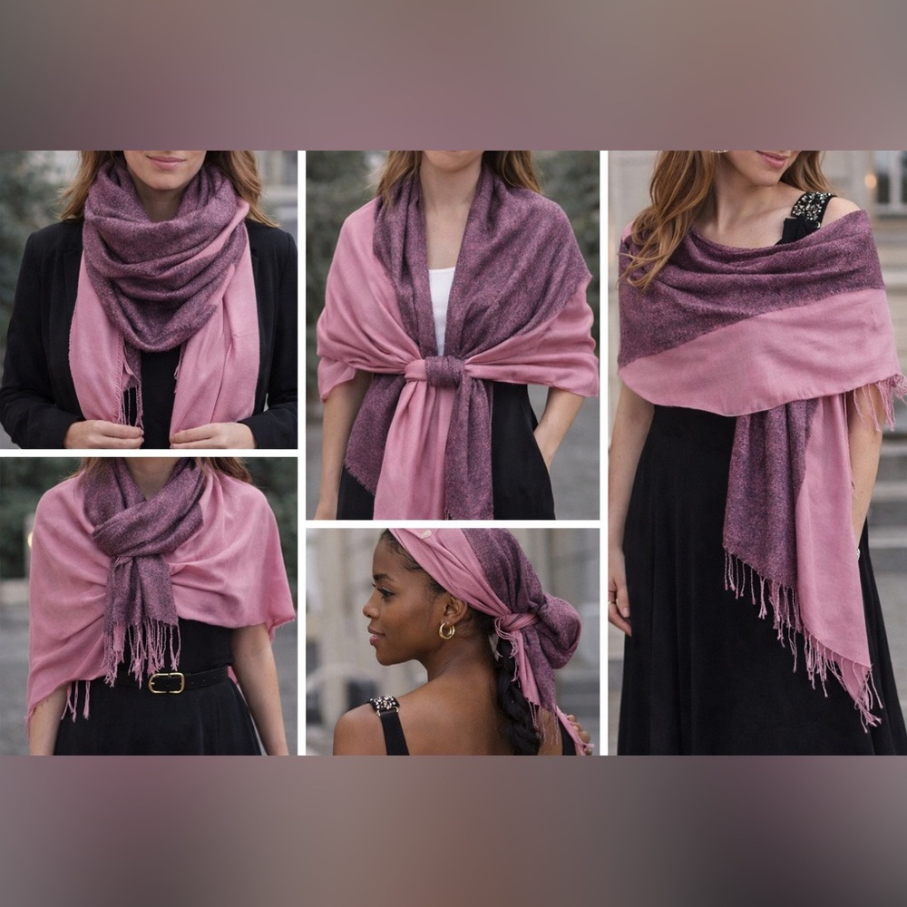 Pashmina stripe and circle pattern with Fringe